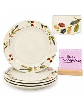 Home Target HMQ 73 Red Berries Green Tan Leaves Stoneware Dinner Plates Set of 4